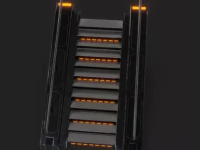 SciFi Stairs Low-poly 3D model