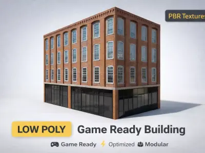Building architectural-street Low-poly 3D model Low-poly 3D model