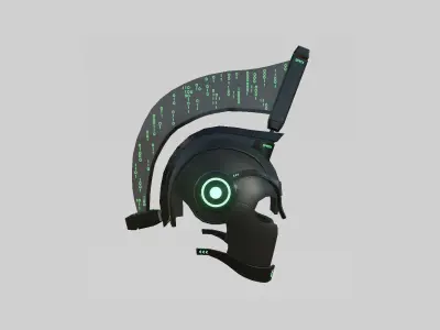 SciFi Spartan Helmet 04 Black Green - Character Design Low-poly 3D model