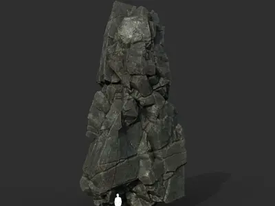 Low poly Sharp Black Cliff Modular 211126 Low-poly 3D model