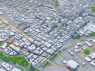 Denver Downtown Colorado USA Low-poly 3D model