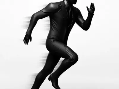 Futuristic Black Suit Sleek Robotic Humanoid Glossy Finish 3D Low-poly 3D model