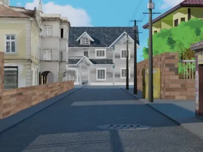 Anime background city landscape 3D model