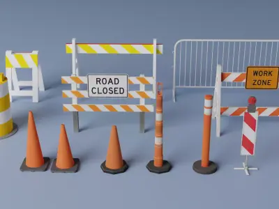 Traffic Barriers  Low-poly 3D model