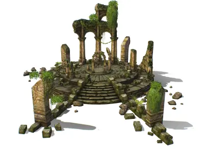 Constructor Ancient Jungle Portal Ruins Rocks Low-poly 3D model
