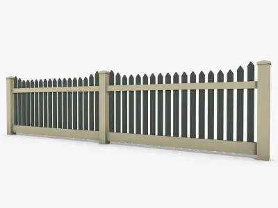 Wooden Fence Low-poly 3D model 6