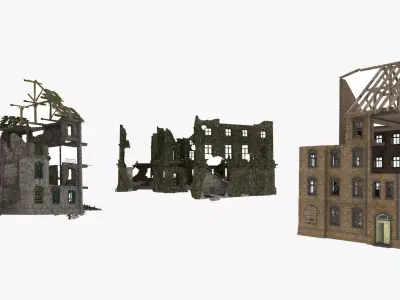 Realistic Ruined Building 3D model