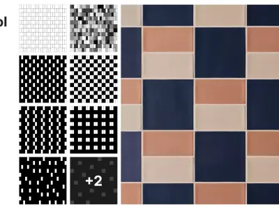 Subway and Square Tiles in Checker Layout Texture