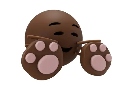 Cat Smiling Face With Cat Paw Emoji v1 004 Low-poly 3D model