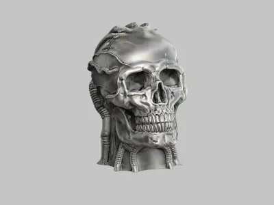 Robot Skull Headphone Stand  Cyborg Headset Stand 3D print model
