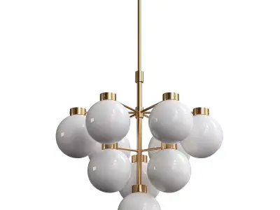  Marra Unlacquered Brass Tiered Pendant Light with Milky  3D model