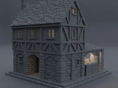 Medieval Small Market Tabletop Terrain 28 MM 3D print model