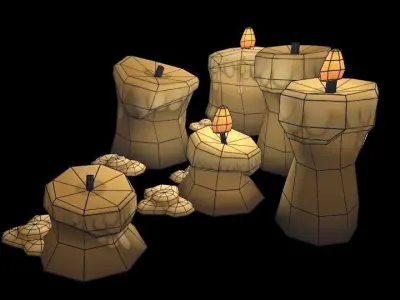 Taj Pack - Candles Low-poly 3D model