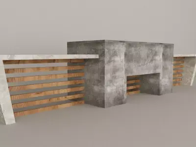 reception window with metal grids 3D model
