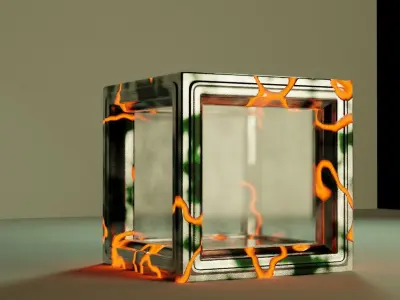 Sci-fi Container with lava fissure 3D model