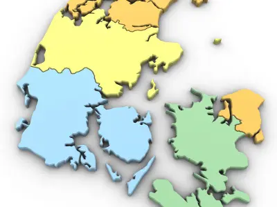 3d Political Map of Denmark 3D model