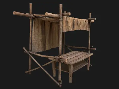Market Stalls Tent Brown Low-poly 3D model