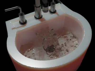 Photorealistic 3D Sink With Realistic Water Fluid Simulation Low-poly 3D model