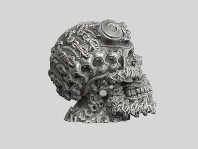 Robot Skull Headphone Stand  Cyborg Headset Stand  3D print model