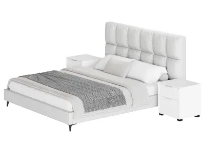 Modern Bed Upholstered Headboard Standard Bed I 3D model