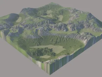 Scottish Highland with grass and moss 3D model