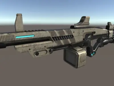 Futuristic  Sci-Fi Heavy Assault Rifle Low-poly 3D model