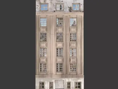 fecade2 building with windows and doors 3D model