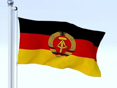 Animated East Germany Flag Low-poly 3D model
