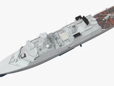  Navy Frigate with Radar Systems and Helicopter 