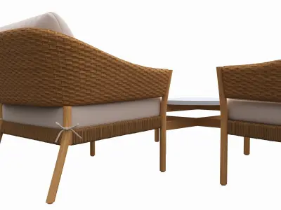 Outdoor set 2 seater sofa chair coffee table 02 3D model