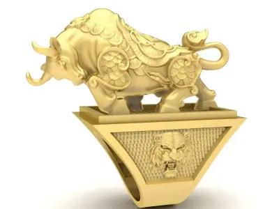 Pixiu Square Base Ring 3D Model for Jewelry  3750 3D print model