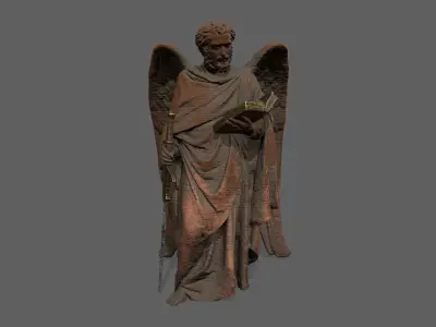 Old Man Statue Low-poly 3D model 19