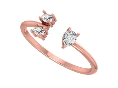 Three Stone Light Weight Band Ring 3D print model 8