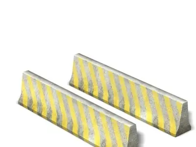 Traffic concrete barrier 03 Low-poly 3D model