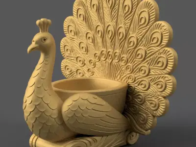Elegant Peacock planter 3D print model