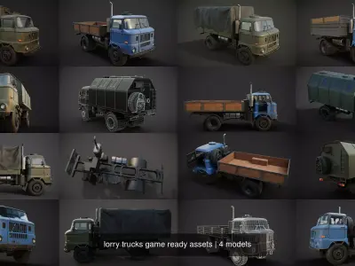 IFA w50 lorry trucks game ready assets 3D Model Pack