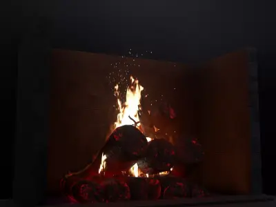 Burning Fire Setup Low-poly 3D model