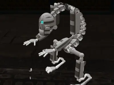 Futuristic white Robot v19 3D model