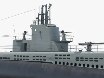  USS Drum SS-228 Submarine Rigged for Maya 