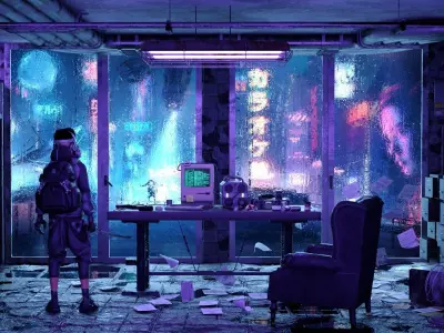 CYBERPUNK RAIN SCENE - Cinema4d and Corona Scene 3D model 3D model