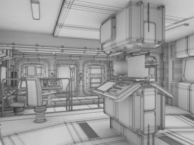 Starship Command Center PBR High Poly 2 3D model