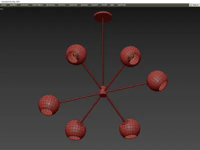 Staggered Glass 6-Light Chandelier - Milk Low-poly 3D model