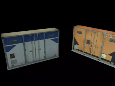 Airport shipping containers Low-poly 3D model