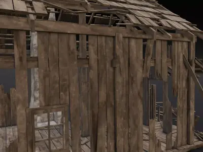 Broken Wooden House Low-poly 3D model buy