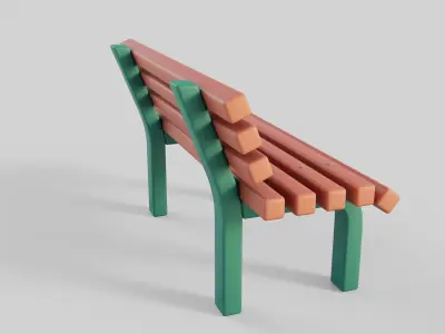 Cartoon Bench 6 Low-poly 3D model