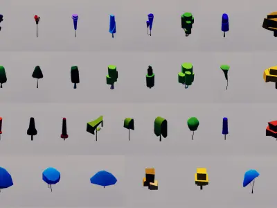 Low Poly Nature Project - Trees And Rocks Pack Tiny Edition Low-poly 3D model