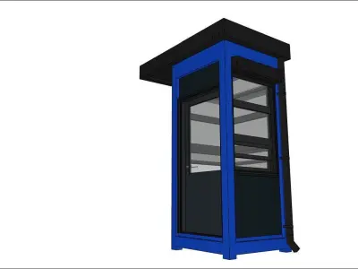 container guard booth 125cm x 125cm plus roof wit light 3D model