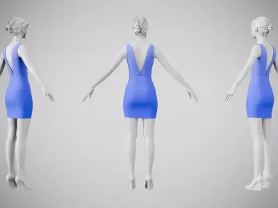 Dress 34 Very Light Blue Low-poly 3D model