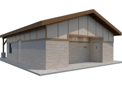 Public Building-002 Restroom With Interior 3D model