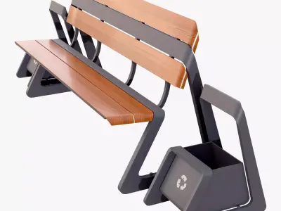 Eco City Bench Integrated Bins M1 3D model